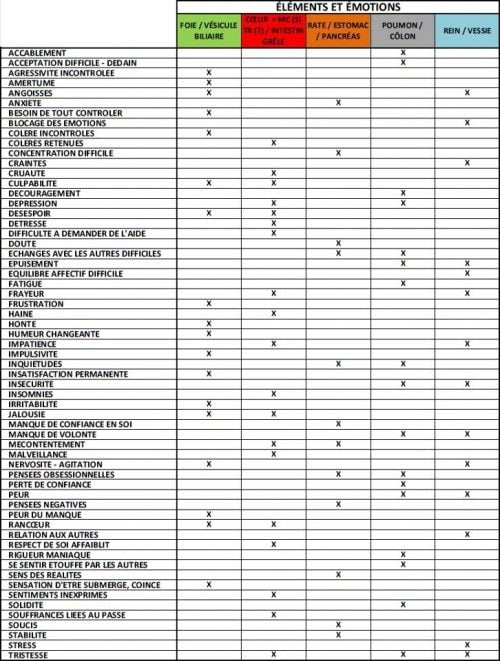 Registre des émotions dans la médecine chinoise traditionnelle